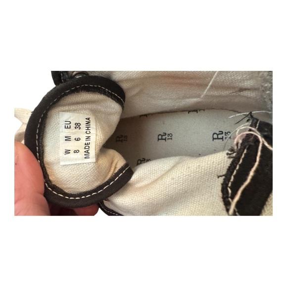 R13 Platform High Top Sneaker Black Canvas Distressed Lace-Up Zip Back – Size 8 - Picture 6 of 7